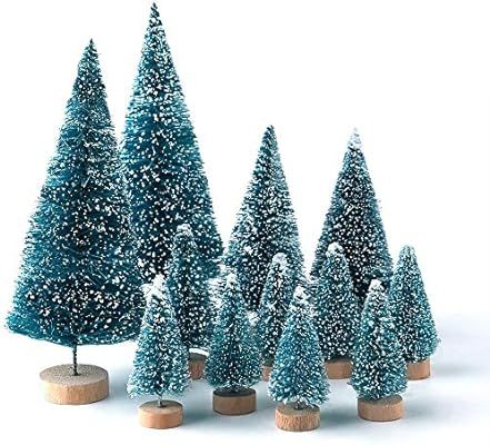 KUUQA 28Pcs Mini Model Snow Frost Trees Bottle Brush Trees Plastic Winter Snow Ornaments Tabletop... | Amazon (CA)