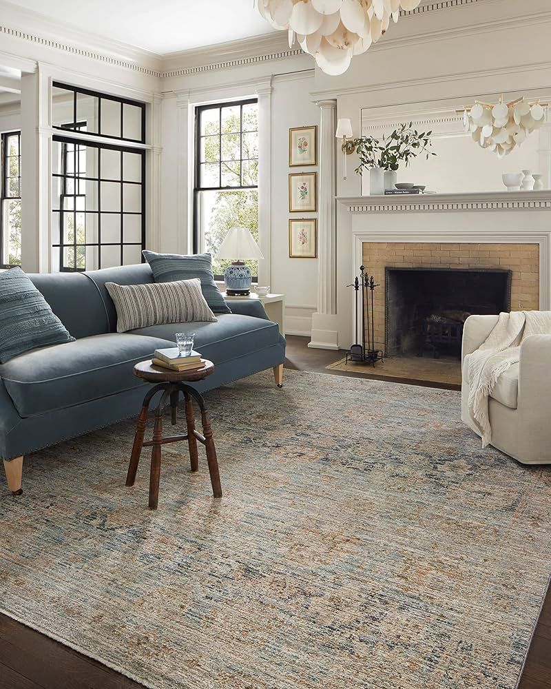 Jean Stoffer x Loloi Katherine Collection KES-02 Ocean / Coral 9'-6" x 13'-1" Area Rug | Amazon (US)