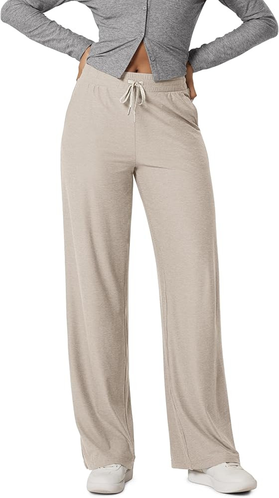 ODODOS Women's Essential Wide Leg Pants - Ultra Soft odSTRATUM Tech Drawstring Relaxed Casual Pan... | Amazon (US)