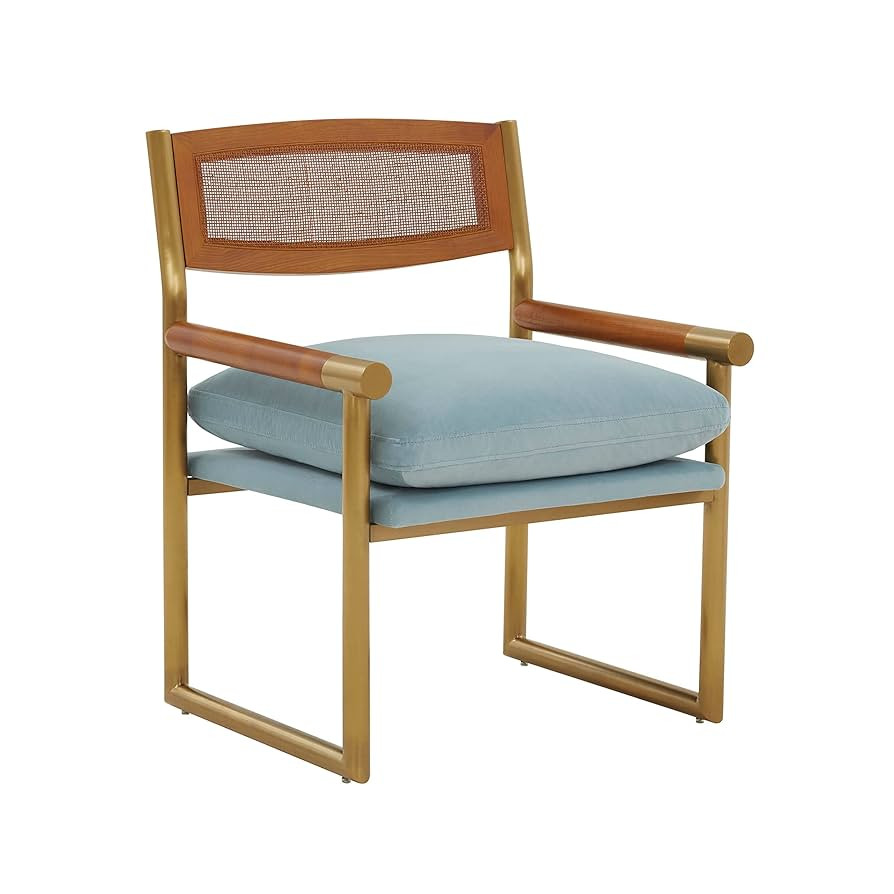 Tov Furniture Harlow Rattan Velvet Chair (Dusty Blue) | Amazon (US)
