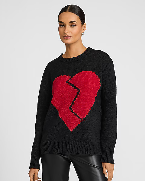Broken Heart Graphic Crew Neck Sweater | Express