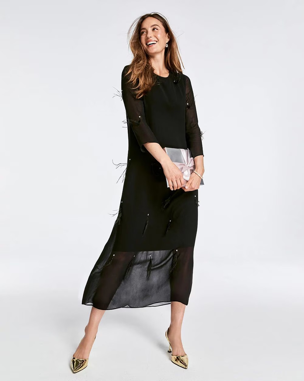 Feathered Georgette Popover Dress | Chico's