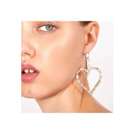 Hollow Heart Glittering Rhinestone Earrings | Chicwish