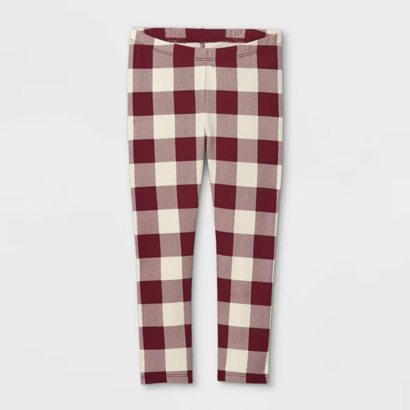 Toddler Girls' Buffalo Check Leggings - Cat & Jack™ Burgundy | Target