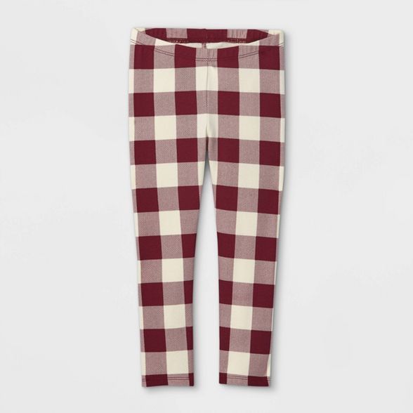 Toddler Girls' Buffalo Check Leggings - Cat & Jack™ Burgundy | Target