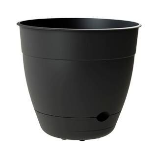 Dayton 16 in. W x 14.59 in. H Black Self-Watering Plastic Planter | The Home Depot