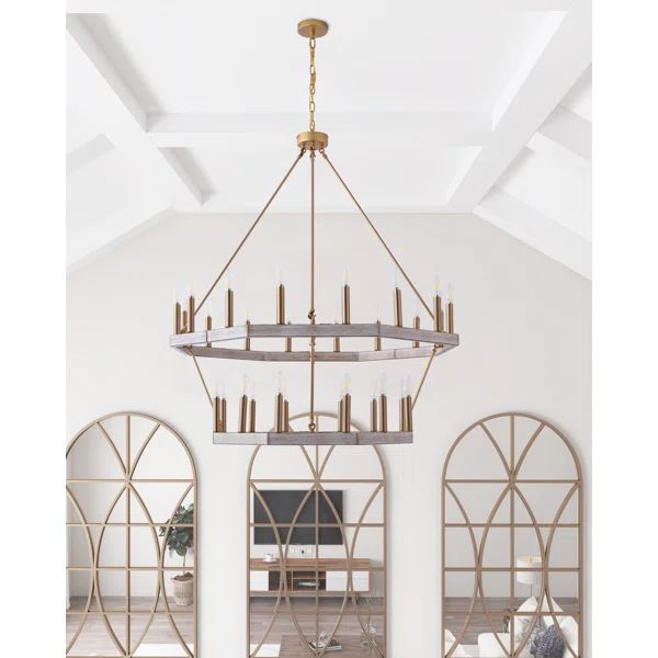 Faringdon 28-Light 2-Tier Dragon Wheel-Shape Pendant Chandelier | Wayfair North America