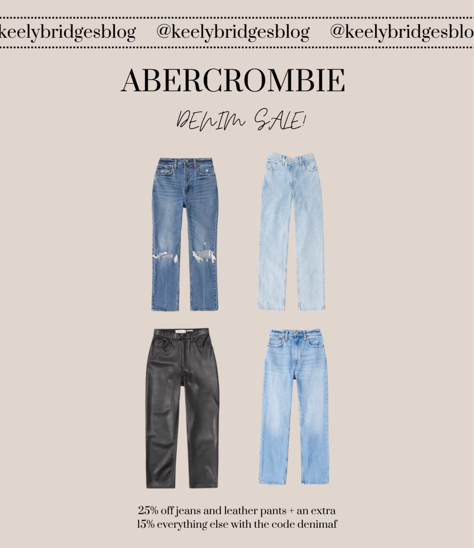 Abercrombie denim sale! Adding all of these to my cart! 

#LTKSale #LTKFind #LTKsalealert