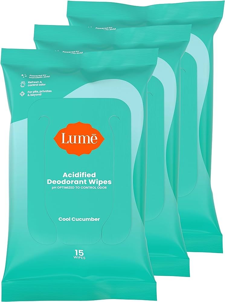 Lume Acidified Deodorant Wipes - 24 Hour Odor Control - Aluminum Free, Baking Soda Free, Skin Saf... | Amazon (US)