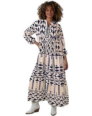 GIVNUAN Women's Summer Casual Flutter Long Sleeve Boho Floral Long Dress V Neck Smocked Tiered Ma... | Amazon (US)