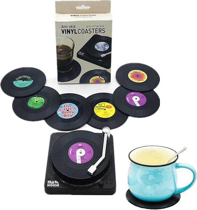 Uwoll Coasters for Drinks Colorful Retro Funny Vinyl Record Decor Holder Music Decorations for Ho... | Amazon (US)