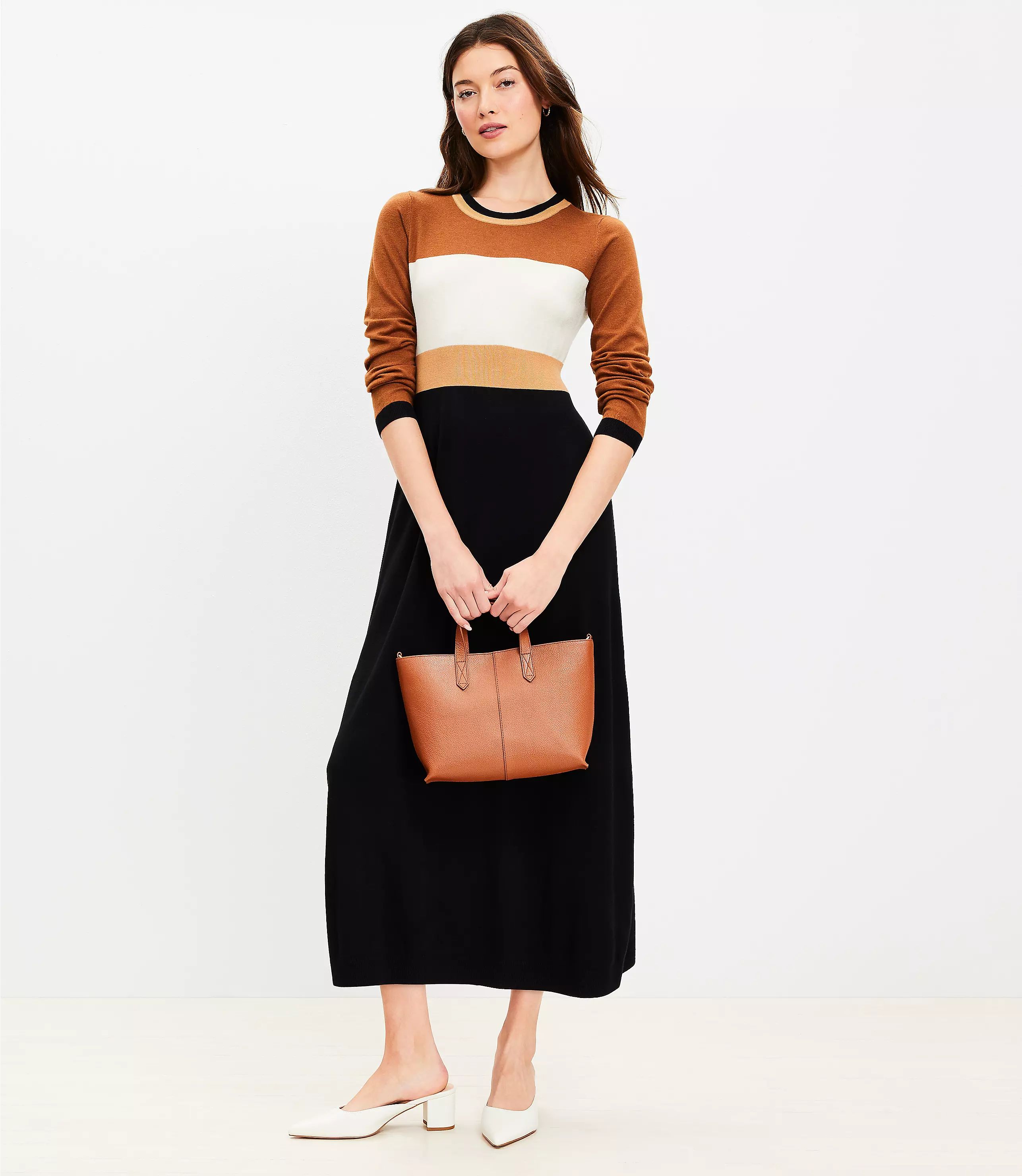 Colorblock Midi Sweater Dress | LOFT