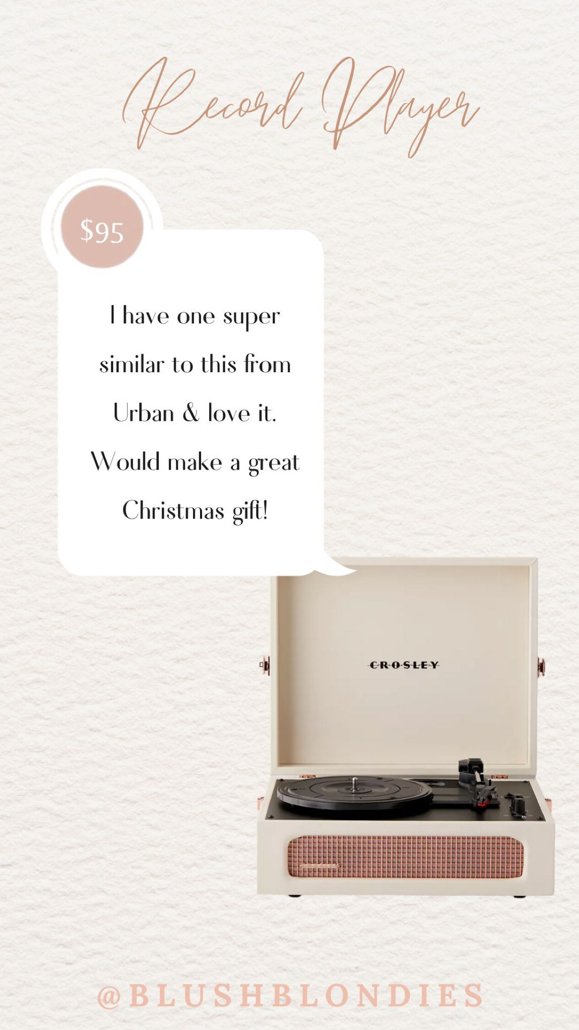 This Record player is almost identical to the one that I got from urban outfitters. It is on sale today along with so many other great things on their website 

#LTKunder100 #LTKCyberweek #LTKsalealert