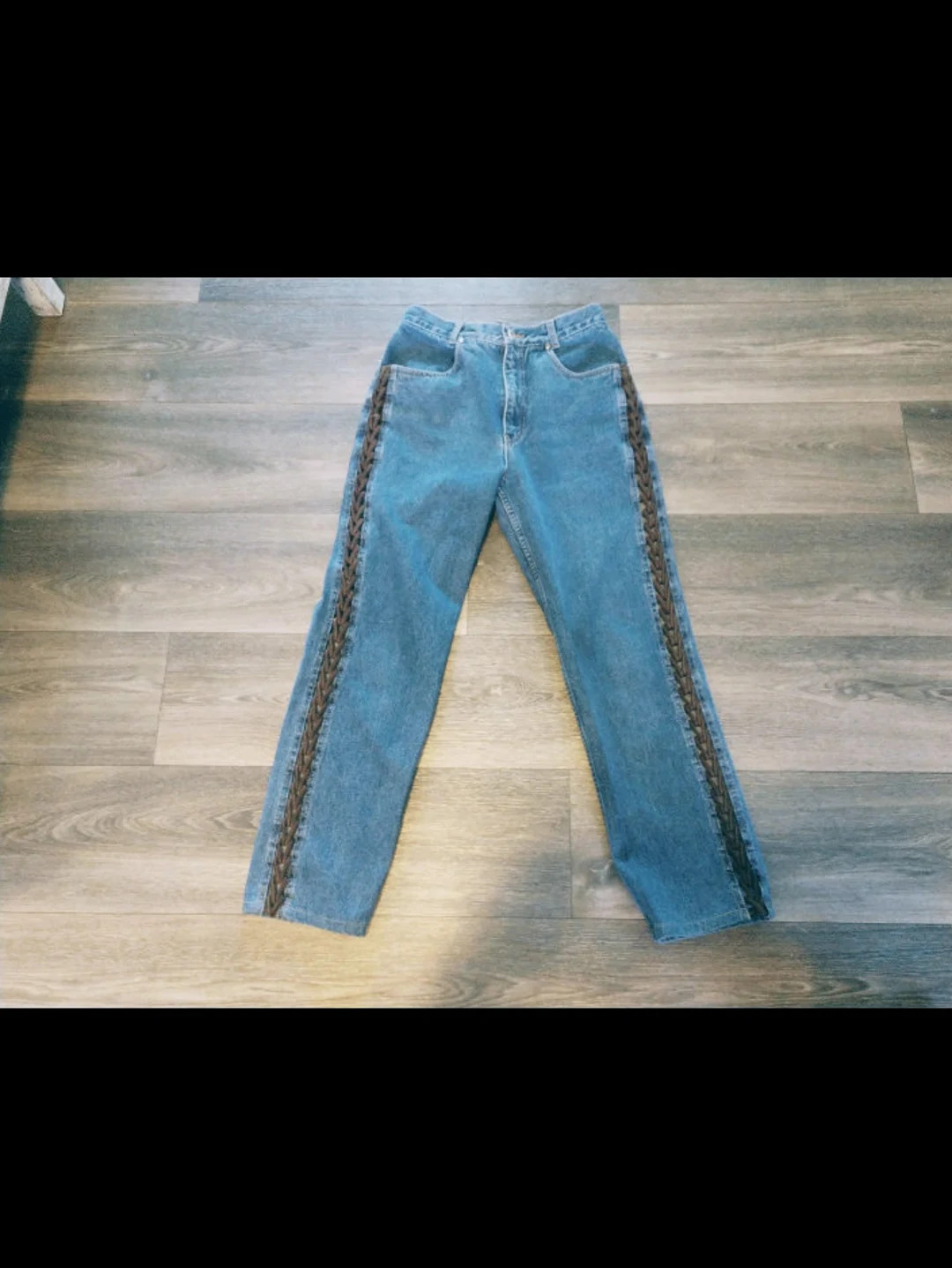 Lawman Western Vintage Jeans Criss Cross Leather Strap High Rise Jeans Rancher | Etsy (US)