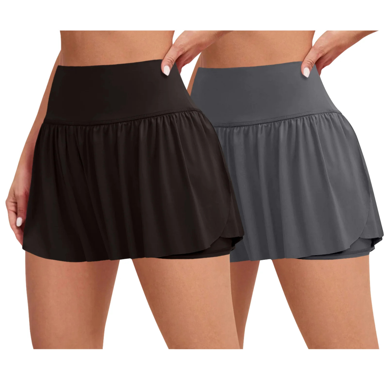 Sweet Hearts 2-Pack Activewear Shorts for Women- High Waist Spandex Workout Gym Shorts Athletic Running Tennis Skort Made in USA - Walmart.com | Walmart (US)