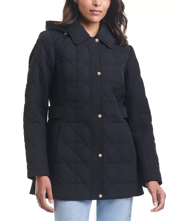 Women's Petite Hooded Quilted Coat | Macy's