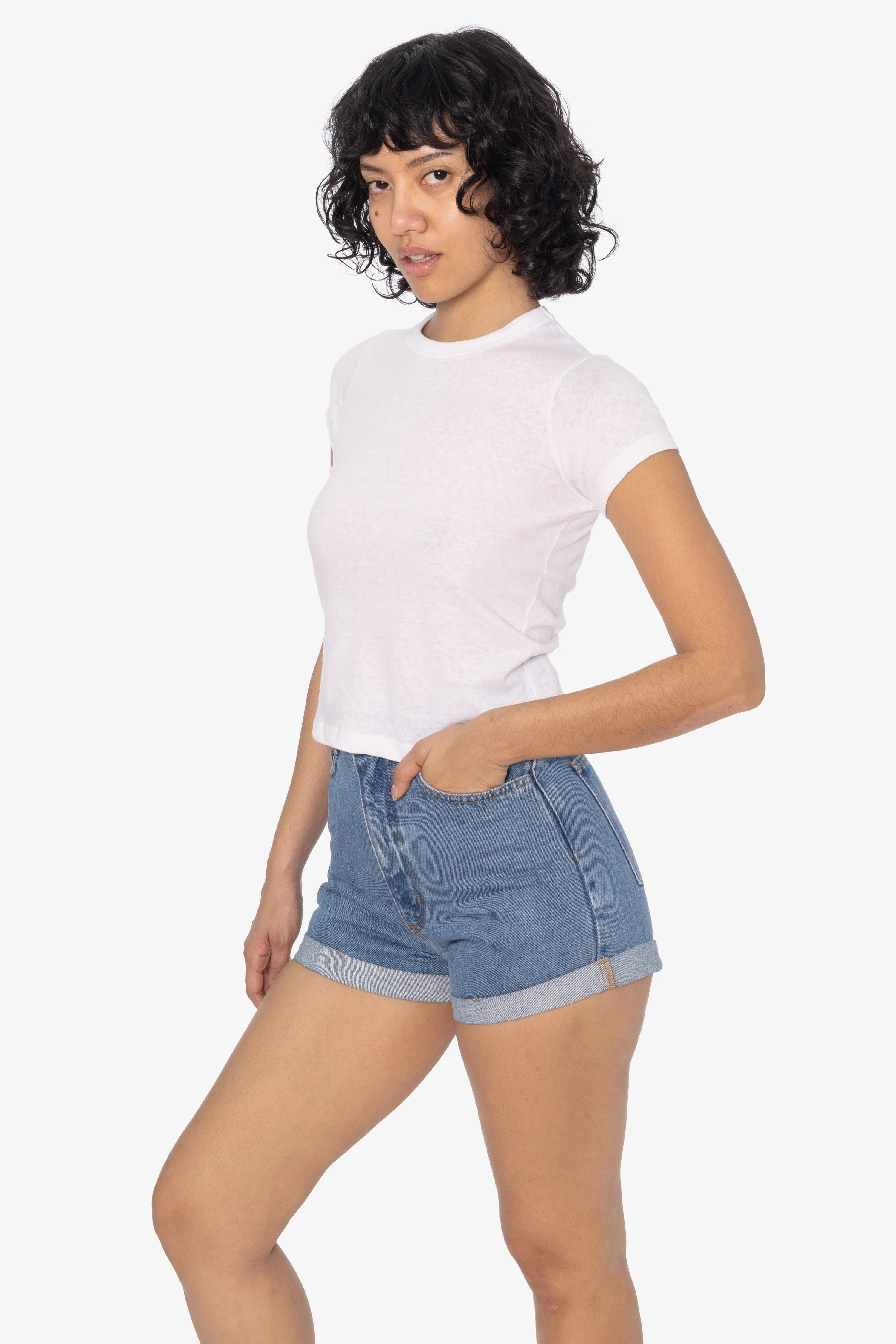 RDNW05 - Denim Loose Cuff Short - Dark Medium Wash / 25 | Los Angeles Apparel