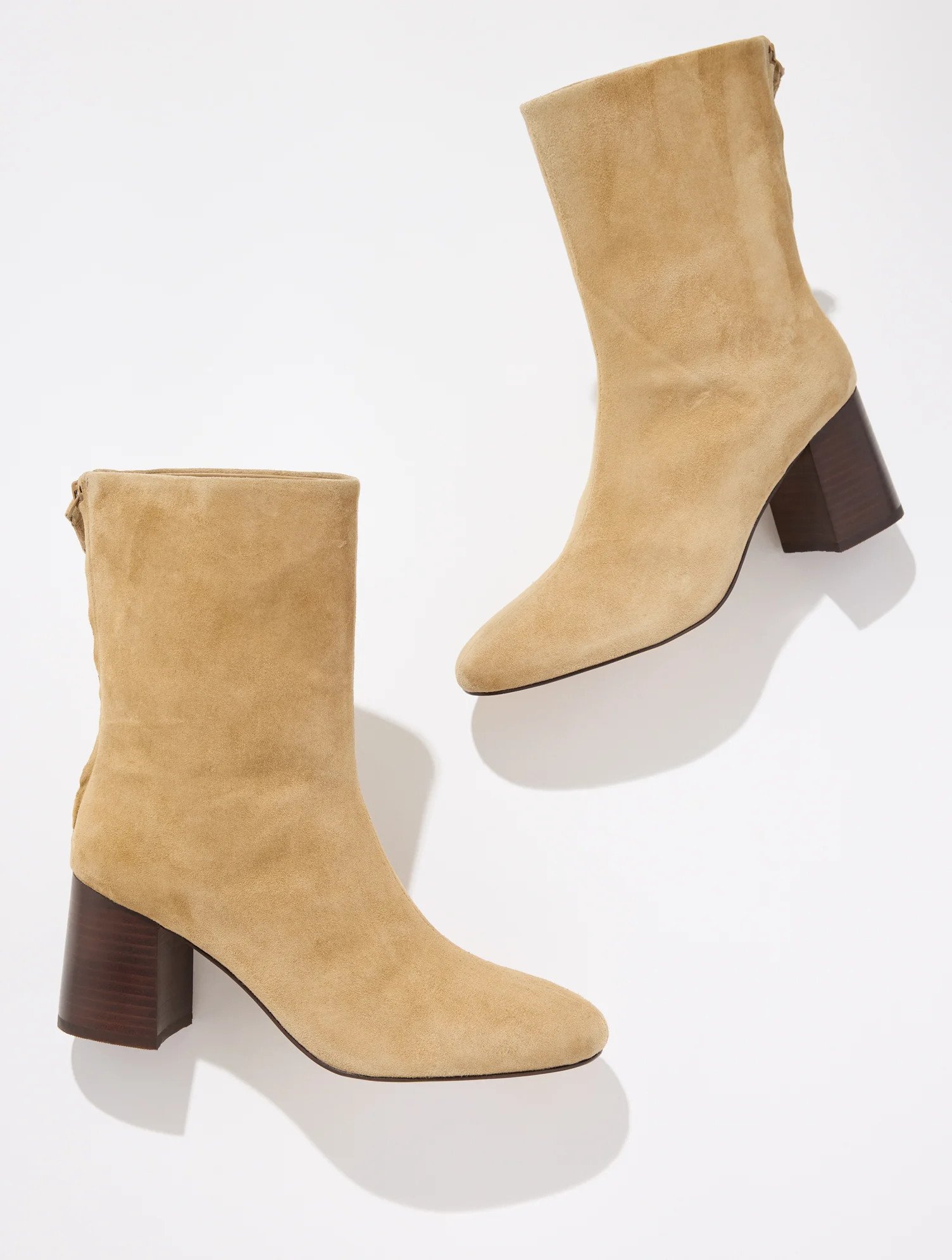 Aster Flare Block Heel Booties - Light Toffee - 10M Talbots | Talbots
