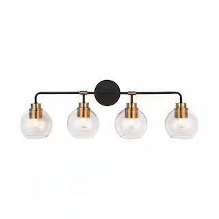 Hampton Bay Vista Heights 4-Light Aged Bronze and Brass Vanity Light HD-1862AB - The Home Depot | The Home Depot