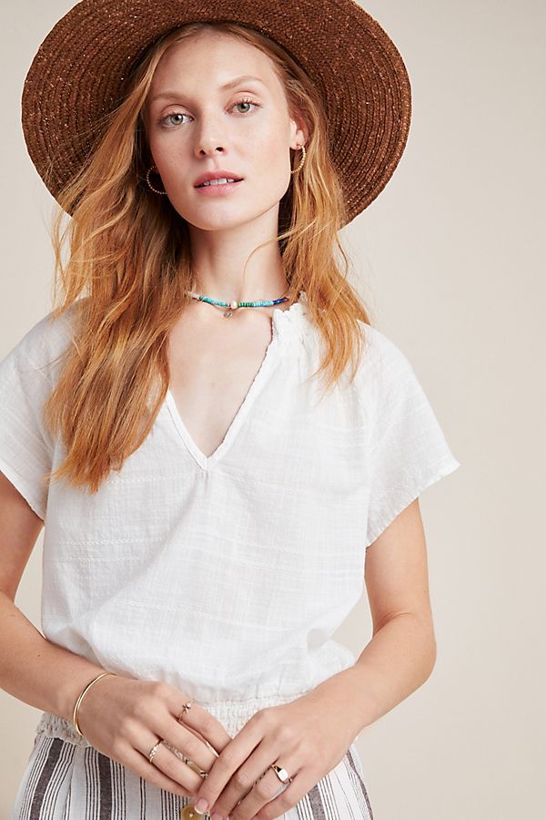 Cloth & Stone Textured V-Neck Top | Anthropologie (US)