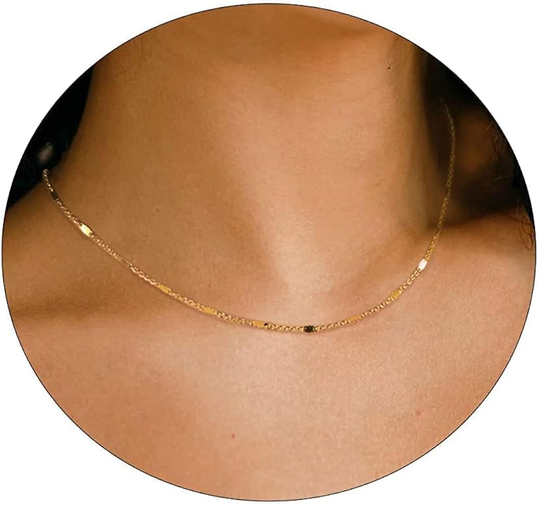 Dainty Gold Choker Necklace For Women 14k Gold/Silver Plated Delicate Dot Snake Coin Chain neckla... | Amazon (US)