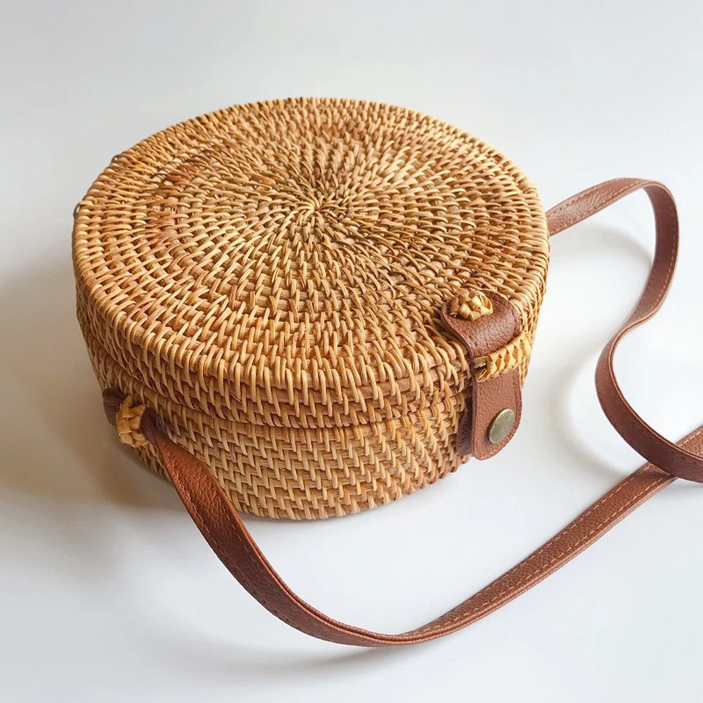 LIANGP Bag Products Beach Handwoven Circle Retro Rattan Crossbody Bag Round Bag Practical Bag | Walmart (US)