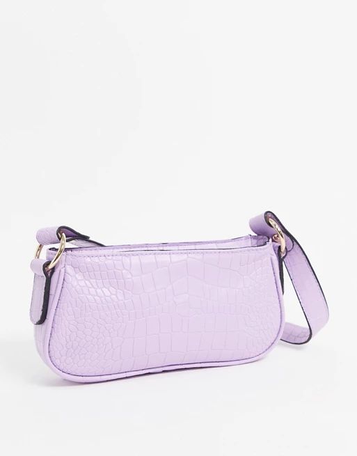 ASOS DESIGN lilac croc effect 90s shoulder bag | ASOS (Global)