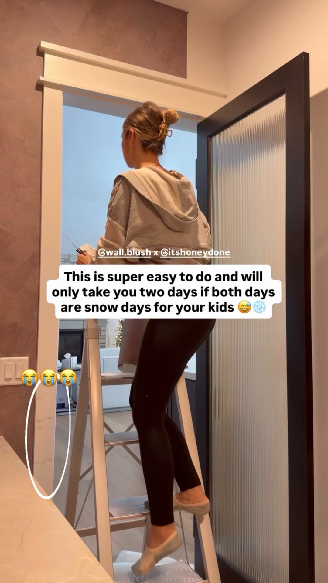 😭😭😭 @wall.blush x @itshoneydone  This is super easy to do and will only take you two days if both days are snow days for your kids 😅❄️