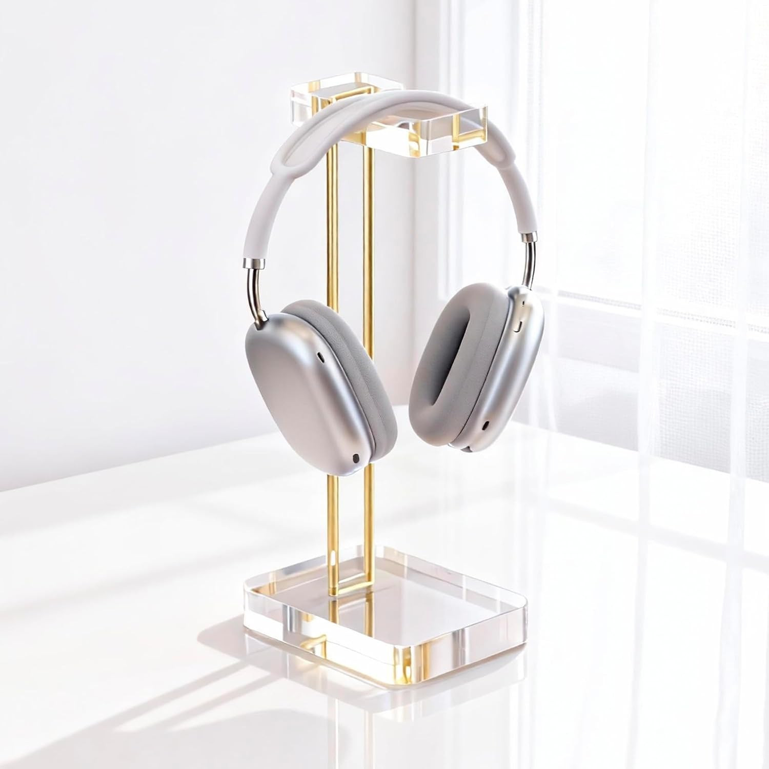 Headphone Stand Headset Holder for Desk, Solid Christal-Clear Acrylic with Gold Hardware Earphone Hanger for Gaming Room Office Accessories | Amazon (US)