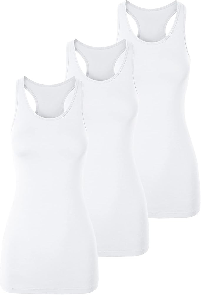 TAIPOVE Long Tank Tops for Women Cotton Layering Racerback Extra Long Camisole Activewear 3packs | Amazon (US)