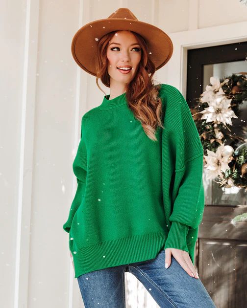 Elouise Knit Oversized Pullover Sweater - Green | VICI Collection