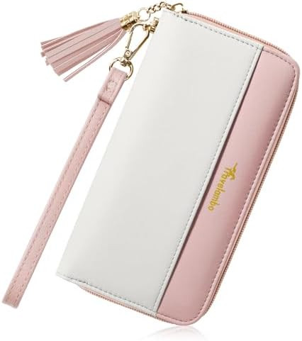Travelambo Womens Wallet Tassel Bifold Ladies Cluth Wristlet Wrist strap Long Purse | Amazon (US)