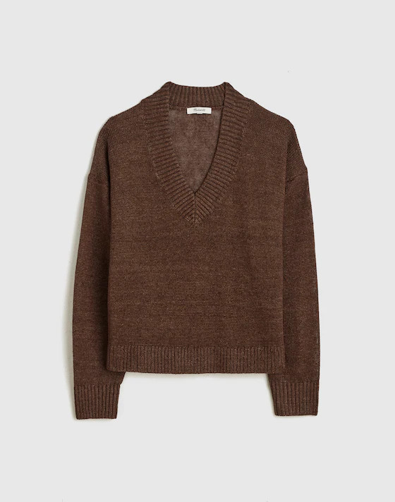 Deep V-Neck Sweater in 100% Linen | Madewell