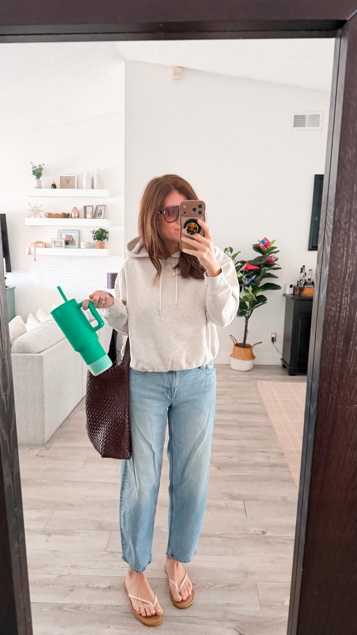 OOTD! Obsessing over this bubble, hem sweatshirt, it’s so good! Wearing my true size small! ￼

#LTKgrwm #LTKOver40