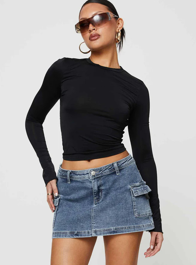 Grishea Low Rise Denim Skirt | Princess Polly US