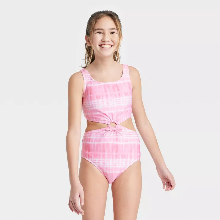 Girls' Tie-Dye Swimsuit - art class™ Pink | Target
