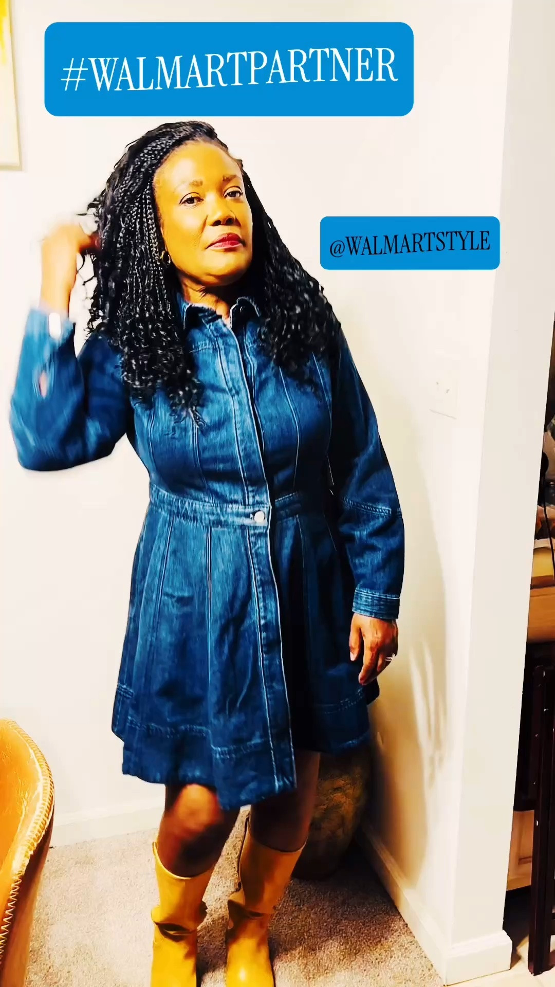 Denim dreams courtesy on Walmart 💙✨ This effortless denim dress is from Free Assembly, and I styled it with these statement  boots from No Boundaries on @Walmart in the color honey to complete the look. Such a fun, versatile outfit that you can easily dress up or down! #Walmartpartner @Walmart #Walmartpartner #Walmartstyle #FreeAssembly #NoBoundaries #FallFashion #DenimStyle #OutfitInspo

#LTKgrwm #LTKootd #LTKSeasonal