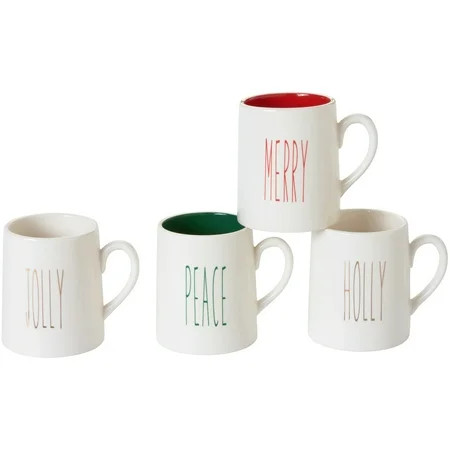 Mainstays Holiday Sentiments Microwave & Dishwasher Safe 10-Ounce Mug Set, 4 Count | Walmart (US)
