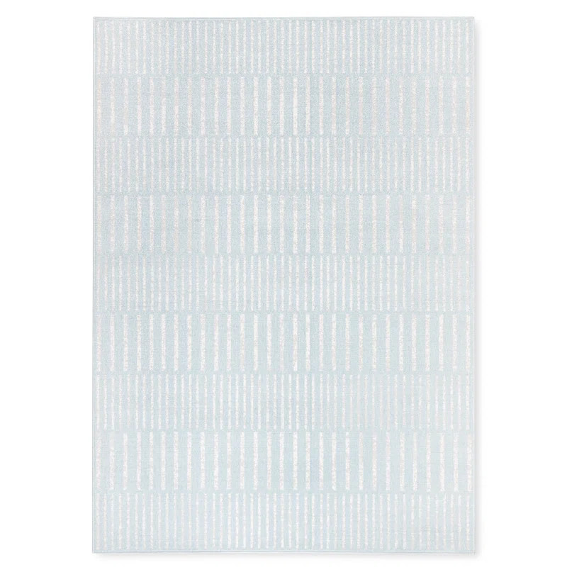 TOMMY BAHAMA Poolside Offset Stripe Indoor Outdoor Area Rug Blue/Ivory | Wayfair North America