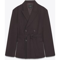 Zara - Belted Blazer - Women - Dark Burgundy - Women | Zara US