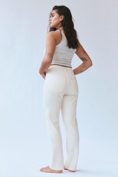 Slim Straight High Jeans - Cream - Ladies | H&M US | H&M (US + CA)