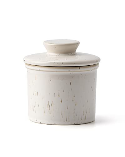XELA Ceramic Butter Crock, The Original Reactive Glaze Speckled White, Butter Dish with Water Line for Spreadable Fresh Butter & for Christmas Gift - Speckled White | Amazon (US)
