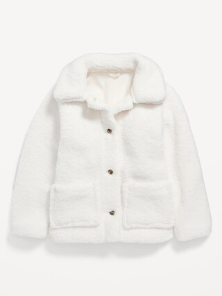 Cozy Sherpa Button-Front Jacket for Girls | Old Navy (US)