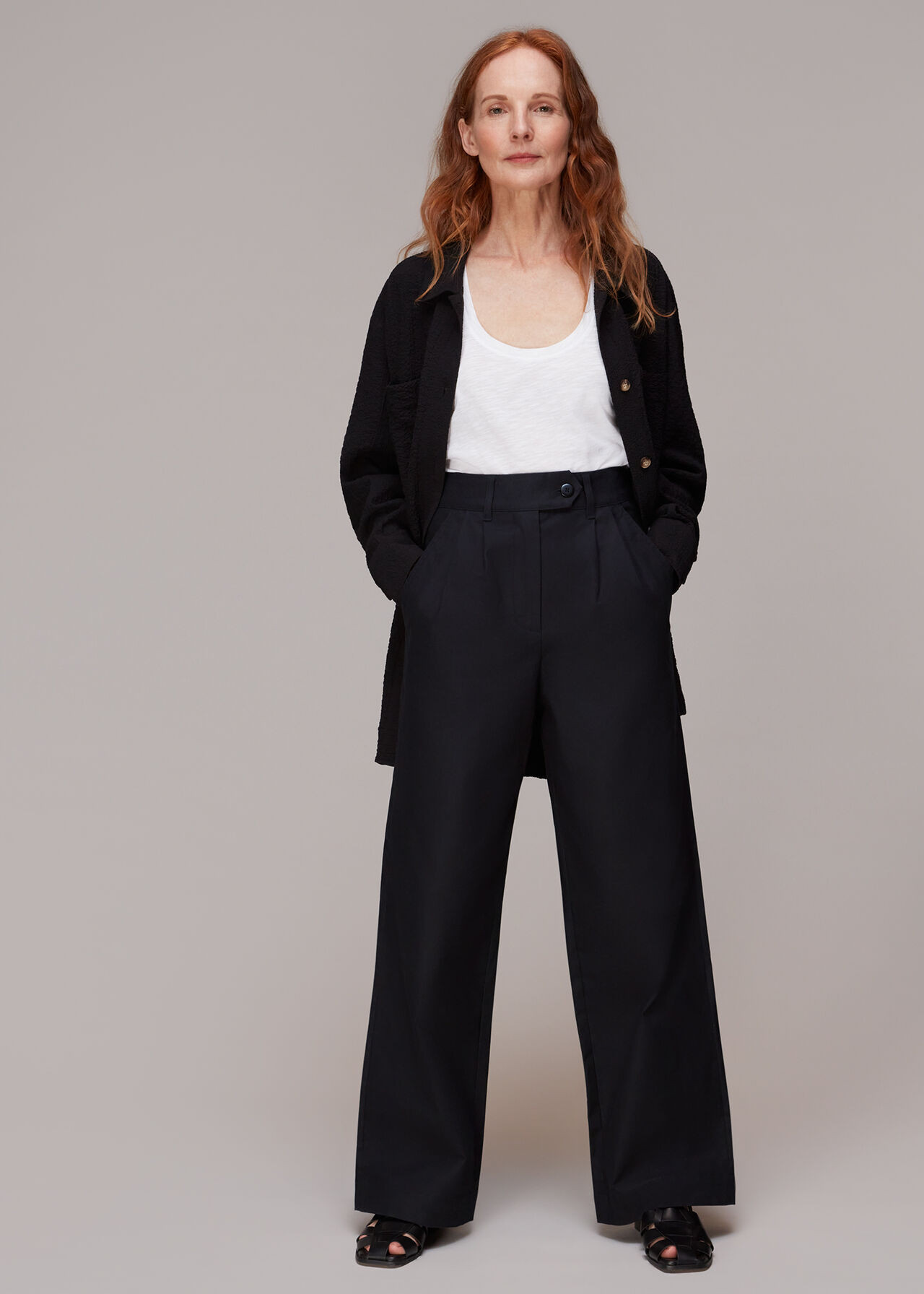 Black Robyn Cotton Trouser | WHISTLES | | Whistles