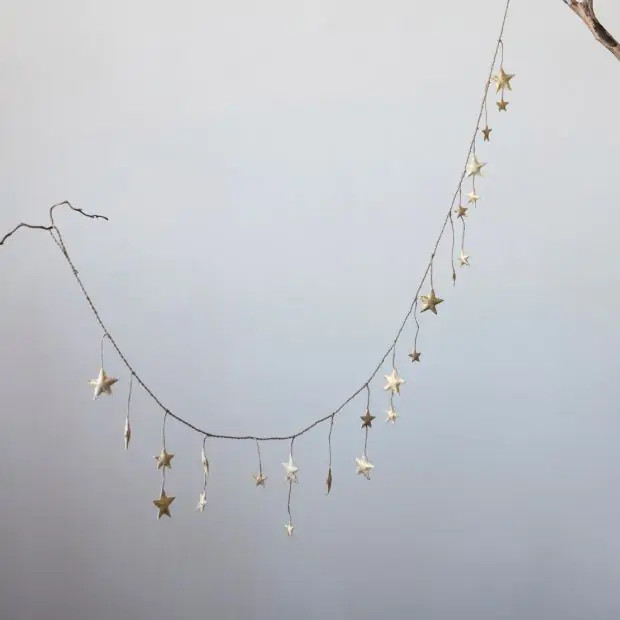 Gold Finished Wool Felt Star Garland | Antique Farm House