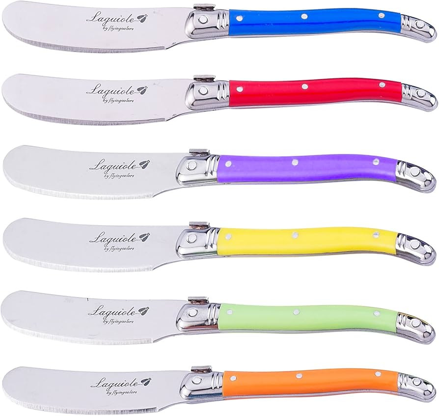 Laguiole by FlyingColors Cheese Knife Butter Spreaders Knife Set, Stainless Steel, MultiColor Han... | Amazon (US)