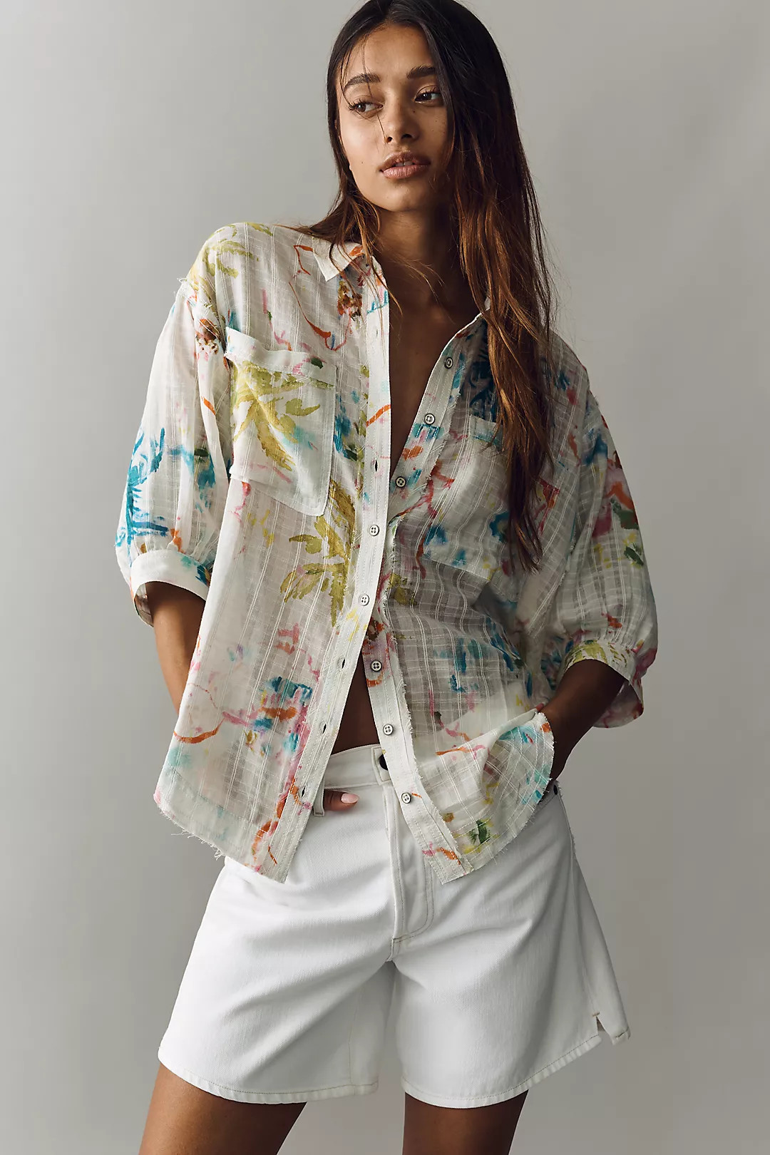 Pilcro 100% Cotton Summer Buttondown Shirt | Anthropologie (US)