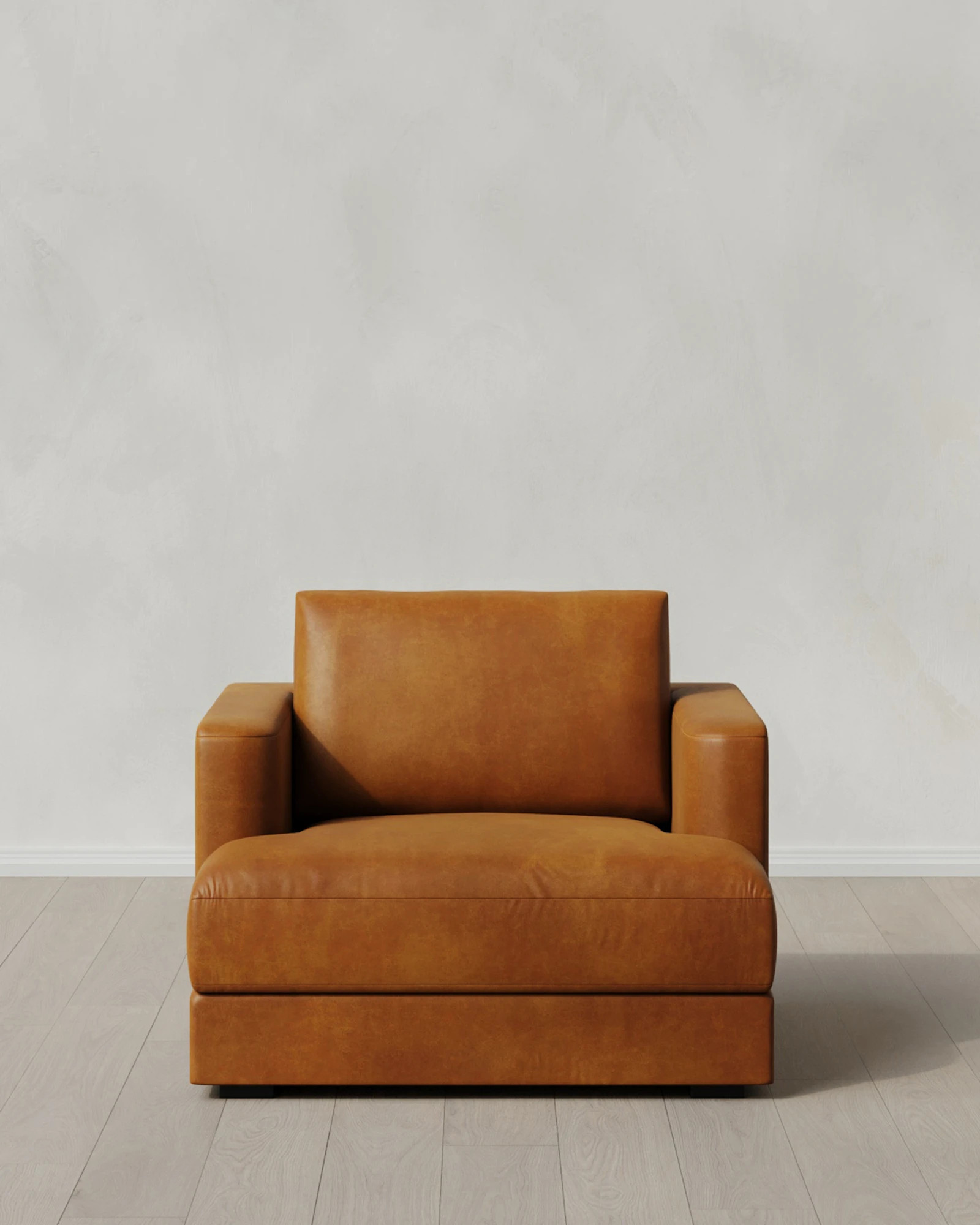 Quince | Sierra Leather Curved Arm Accent Chair in Smoke | Quince