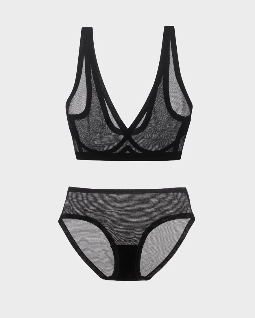 Black Sheer Bralette & Brief Set - Comfortable and Sustainable Lingerie | EBY | EBY (US)