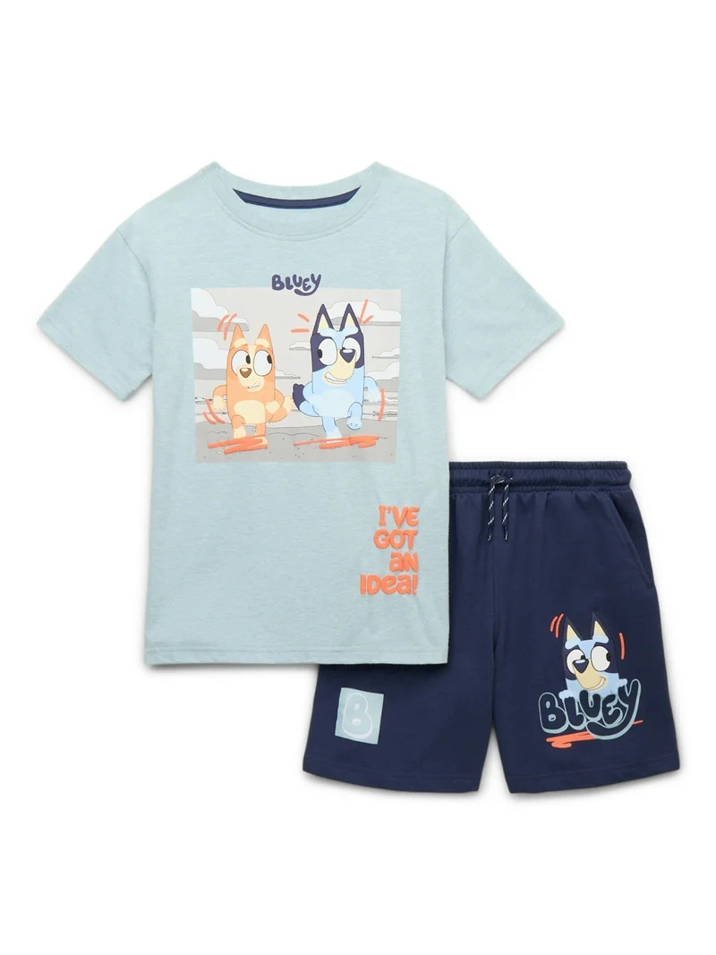 Bluey Boys' Short Sleeve Graphic Tee and Shorts Set, 2-Piece, Sizes 4-10 | Walmart (US)